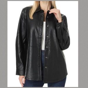 Liverpool Los Angeles Seamed Faux Leather Shacket NWT Black MEDIUM
